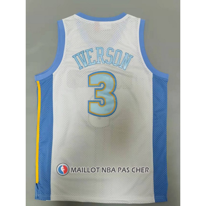 Maillot Denver Nuggets Allen Iverson NO 3 Mitchell & Ness 2006-07 Blanc